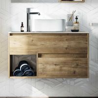 Тумба с раковиной STWORKI Карлстад 90 подвесная Дуб рустикальный арт-425505 — фото 2, Тумбы с раковиной