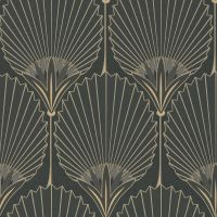 Обои Grandeco Asperia A 54901 Винил на флизелине (0,53*10,05) Черный/Золото, Абстракция/Цветы — фото 1, Обои для стен