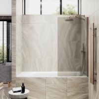 Шторка на ванну Maybah Glass MGV-73-2ш 500x1400 в широком профиле Бронза стекло бронзовое матовое — фото 1, Неподвижные шторки для ванной