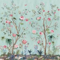 Фреска Ortograf Flora 31152 Фактура бархат FX Флизелин (2,7*2,7) Бирюзовый/Разноцветный, Цветы/Деревья/Птицы — фото 2, Фрески