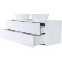 Тумба с раковиной Orange Otto 130 Ot-130TuMDF+B08-360W подвесная Белый глянец — фото 3, Мебель для ванной