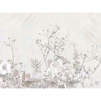 Панно Zambaiti Parati Satin Flowers IV Z66881 Винил на флизелине (3*5,1) Бежевый/Розовый/Серый, Цветы/Листья — фото 1, Обои для стен