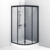 Душевой уголок AM.PM Gem 100х100 W90G-401-100BT профиль Черный матовый стекло прозрачное — фото 5, Душевые уголки четверть круга