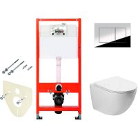 Комплект унитаза Vincea Globo VT1-14S с инсталляцией Tece Profil 9400412 с сиденьем Микролифт и клавишей смыва Хром глянцевый — фото 1, Комплекты унитаз + инсталляция