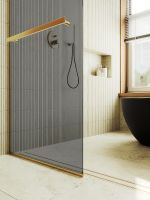 Душевая перегородка Maybah Glass MGD-729-3у 790x1950 в узком профиле Золото стекло графитовое — фото 6, Душевые перегородки
