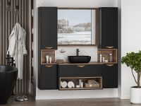 Тумба под раковину Brevita Bergen 90 BER-07090-19-02-1Я подвесная Черная матовая Дуб Галифакс олово — фото 10, Мебель для ванной