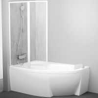 Шторка на ванну Ravak Supernova VSK2 Rosa 170 L 76LB010041 профиль Белый витраж пластик Rain — фото 2, Шторки для ванной распашные