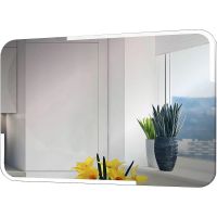 Зеркало Relisan Emma 800х600 Гл000024362 с подсветкой с сенсорным выключателем, увеличением и часами — фото 1, Зеркала в ванную комнату