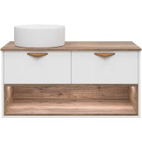 Тумба под раковину Brevita Bergen 105 BER-07105-19-01-2Я подвесная Белая матовая Дуб Галифакс олово — фото 4, Мебель для ванной