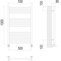 Водяной полотенцесушитель Terminus Сицилия П16 500х1000 4670078530806 Хром, нижнее подключение, G 1/2" ВР, с комплектом вентилей — фото 4, Водяные полотенцесушители