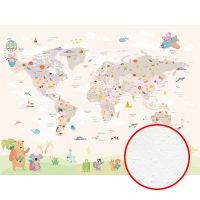 Фреска детская Ortograf Little Friends 34382 Фактура бархат FX Флизелин (4*3) Бежевый/Розовый/Зеленый, Карты/Животные — фото 1, Фрески