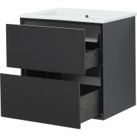 Тумба под раковину Aquanet Милан 65 306379 подвесная Черный глянец — фото 7, Мебель для ванной