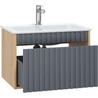 Тумба под раковину Onika Дайлер 60 106151 подвесная Графит Дуб сонома — фото 3, Мебель для ванной