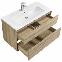 Тумба под раковину Aquaton Либерти 100 1A279601LYC70 подвесная Дуб эльвезия — фото 4, Тумбы под раковину