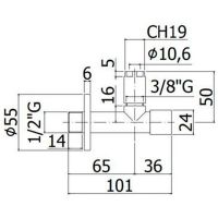 Запорный вентиль Paffoni ZACC204NO угловой Черный матовый — фото 2, Комплектующие для душевого оборудования