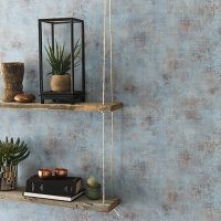 Обои Caselio Telas 63626566 Винил на флизелине (0,53*10,05) Голубой/Серый, Штукатурка — фото 2, Обои для стен