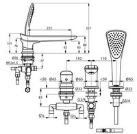 Смеситель на борт ванны Kludi Ambienta 534470575 Хром — фото 5, Смесители на борт ванны