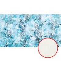 Фреска Ortograf Oasis 32742 Фактура флок FLK Флизелин (5*2,7) Голубой, Листья — фото 1, Фрески