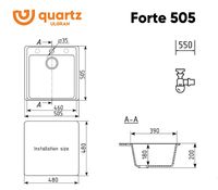 Кухонная мойка Ulgran Quartz Forte 505-01 Жасмин — фото 3, Кухонные мойки