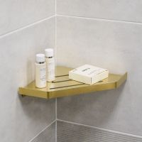 Металлическая полка Fixsen Hi-Tech угловая Золото-сатин арт-FX-841G — фото 2, Полки для ванной и душа