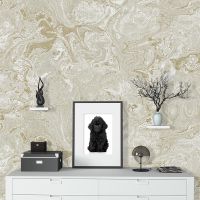 Обои Wiganford by Solo Crystal stone AK20103 Винил на флизелине (1,06*10,05) Белый/Бежевый/Золото, Мрамор — фото 4, Обои для стен