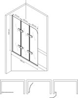 Шторка на ванну Berges City 2.0 90 062013 профиль Хром стекло прозрачное — фото 4, Складные шторки для ванной
