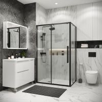 Душевой уголок Grossman Cosmo 100х90 120.K33.02.1090.21.02 профиль Черный матовый стекло шиншилла — фото 1, Прямоугольные душевые уголки