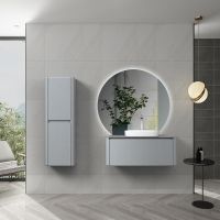 Тумба с раковиной Black&White Universe U915.1000 100 9151000 подвесная Glossy light grey — фото 12, Мебель для ванной