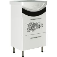 Тумба под раковину Mixline Радуга 50 528040 Белая Черная Цветы — фото 1, Тумбы под раковину