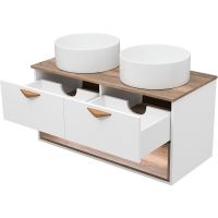 Тумба под раковину Brevita Bergen 105 BER-07105-19-01-2Я подвесная Белая матовая Дуб Галифакс олово — фото 12, Мебель для ванной