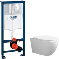 Комплект унитаза Ceruttispa Orlter Aria Tornado CT9955 с инсталляцией Grohe Rapid SL 38721001 с сиденьем Микролифт и клавишей смыва Хром — фото 1, Комплекты унитаз + инсталляция