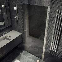 Душевая дверь Maybah Glass MGD-806-5 800x1980 на монопетле Хром матовый стекло графитовое — фото 3, Душевые двери в нишу