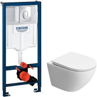 Комплект унитаза BelBagno Uno-Tor BB5177CH-TOR/SC с инсталляцией Grohe Rapid SL 38721001 с сиденьем Микролифт и клавишей смыва Хром — фото 1, Комплекты унитаз + инсталляция