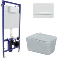 Комплект унитаза с инсталляцией Berges Floe Rimless 043283 с сиденьем Микролифт и Белой клавишей смыва — фото 1, Комплекты унитаз + инсталляция