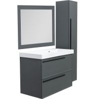 Зеркало La Fenice Cubo 100 FNC-02-CUB-G-100-80 с подсветкой Серое матовое — фото 2, Мебель для ванной