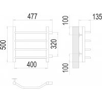 Водяной полотенцесушитель Terminus Виктория П4 400х500 бп320 4670078530042 Хром, боковое подключение, G 1" НР — фото 4, Водяные полотенцесушители
