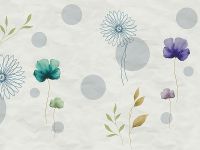 Панно Zambaiti Parati Satin Flowers IV Z66885 Винил на флизелине (3*5,1) Серый/Зеленый/Фиолетовый, Круги/Листья/Цветы — фото 2, Обои для стен