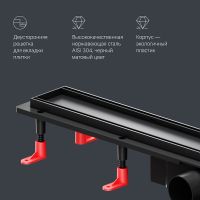 Душевой лоток AM.PM PrimeFlow 70 W02SC-U11-070-04BM с Черной матовой решеткой / под плитку Tile — фото 23, Душевые лотки