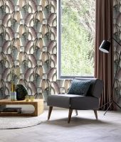 Обои RASCH Garden 867961 Винил на флизелине (0,53*10,05) Бежевый/Бирюзовый/Розовый, Листья — фото 4, Обои для стен