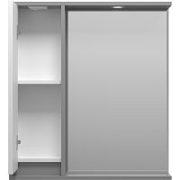 Зеркало со шкафом Brevita Balaton 75 L BAL-04075-01-01Л с подсветкой Белое матовое Серое матовое — фото 3, Мебель для ванной