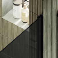 Душевая дверь Maybah Glass MGD-801-6 600x1980 на монопетле Черный стекло графитовое матовое — фото 5, Душевые двери в нишу