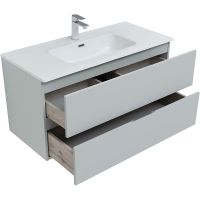 Тумба под раковину Aquanet Алвита New 100 277520 подвесная Серая матовая — фото 7, Мебель для ванной