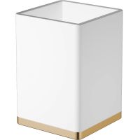 Стакан для зубных щеток Boheme 10961-W-G Белый Золото — фото 1, Мыльницы