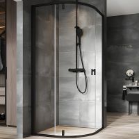 Душевой уголок Ravak Nexty NSKK3-100 100x100 3O6AA300Z1 профиль Черный стекло Transparent — фото 1, Душевые уголки четверть круга