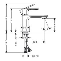Смеситель для раковины Hansgrohe Rebris E Черный матовый арт-72554670 — фото 2, Смесители для раковины