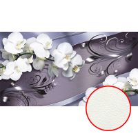 Фреска Ortograf 3D 5491 Фактура флок FLK Флизелин (5*2,7) Серый/Белый, Цветы — фото 1, Фрески