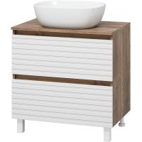 Тумба под раковину Brevita Dakota 70 DAK-07070-19/01-2Я Белая матовая Дуб Галифакс олово — фото 1, Тумбы под раковину