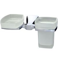 Стакан для зубных щеток с мыльницей WasserKRAFT Wern K-2526 с мыльницей Хром — фото 1, Мыльницы