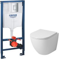 Комплект унитаза Grossman GR-4455S с инсталляцией Grohe Rapid SL 38772001 с сиденьем Микролифт и клавишей смыва Хром — фото 1, Комплекты унитаз + инсталляция