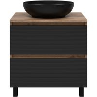 Товар: Тумба под раковину Brevita Dakota 70 DAK-07070-19/02-2Я Черный кварц Дуб Галифакс олово - фото 2 Тумба под раковину Brevita Dakota 70 DAK-07070-19/02-2Я Черный кварц Дуб Галифакс олово — фото 2, Мебель для ванной